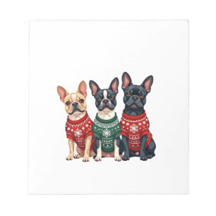 Weihnachten Französische Bulldoggen Xmas Frenchie Notizblock