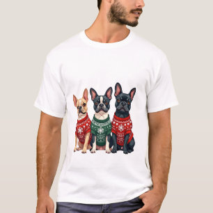 Weihnachten Französische Bulldoggen Xmas Frenchie  T-Shirt