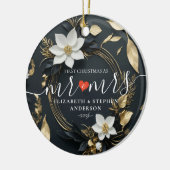 Weihnachten Frau Wedding White Floral Wreath Keramik Ornament (Links)