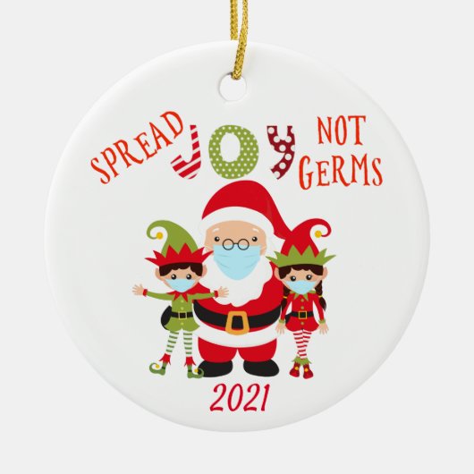 Weihnachten Freude nicht Germs Elf Santa 2021 Keramik Ornament (Vorne)