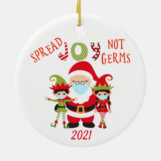 Weihnachten Freude nicht Germs Elf Santa 2021 Keramik Ornament (Hinten)