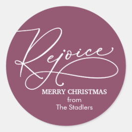 Weihnachten freuen - Hintergrundfarbe auswählen Runder Aufkleber