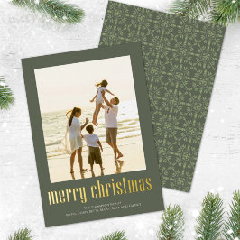 Weihnachten Frieden Freude Liebe Grün Schneeflocke Folien Feiertagskarte