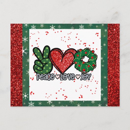 Weihnachten Frieden Liebe Freude Postkarte (Vorderseite)