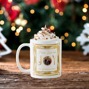 Weihnachten Frieden Liebe und Freude Familie Foto Kaffeetasse