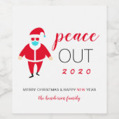 Weihnachten Frieden Out 2020 Funny Santa Face Mask Weinetikett (Einzelnes Label)