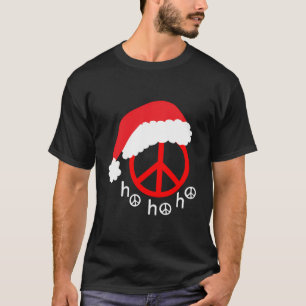 Weihnachten Frieden Symbol rot mit Weihnachtsmannm T-Shirt