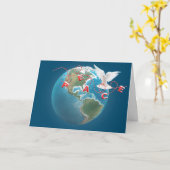 Weihnachten Frieden Taube auf der Welt Karte (Gelbe Blume)