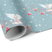 Weihnachten Frieden Taube auf Schneeflocken Geschenkpapier (Rolleneckpunkt)
