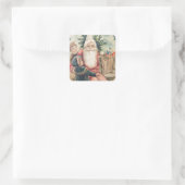 Weihnachten froh quadratischer aufkleber (Tasche)