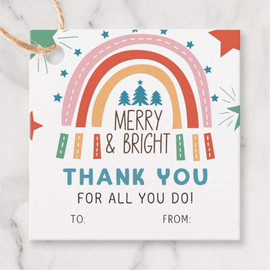 Weihnachten froh und hell Danke Geschenkanhänger (Vorderseite)