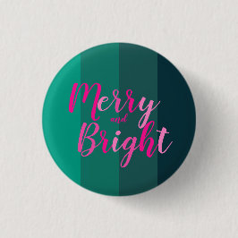 Weihnachten froh und hell Grün Rosa Button