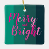 Weihnachten froh und hell Grün Rosa Keramikornament (Vorderseite)