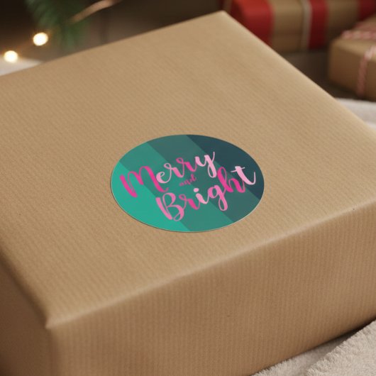 Weihnachten froh und hell Grün Rosa Runder Aufkleber