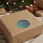 Weihnachten froh und hell Grün Rosa Runder Aufkleber