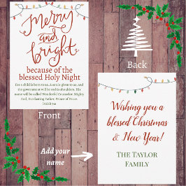 Weihnachten froh und hell Heilige Nacht Rot & Grün Mitteilungskarte