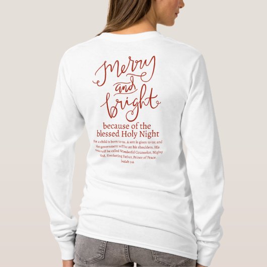 Weihnachten froh und hell Heilige Nacht Weiß & Rot T-Shirt (Rückseite)