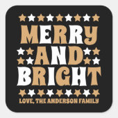 Weihnachten froh und hell Moderne kühne Gold Black Quadratischer Aufkleber (Vorderseite)