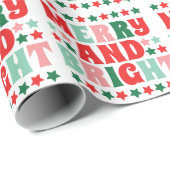 Weihnachten froh und hell Moderne kühne rosa Rot Geschenkpapier (Rolleneckpunkt)