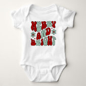 Weihnachten froh und hell Retro Groovy Festival Baby Strampler (Vorderseite)