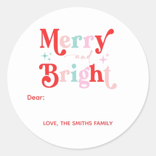 Weihnachten froh und hell rosa rot runder aufkleber (Vorderseite)