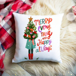Weihnachten frohe alles glücklich immer Weihnachts Kissen