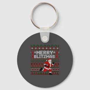 Weihnachten Frohe Blitzmas Santa Football Hässlich Schlüsselanhänger