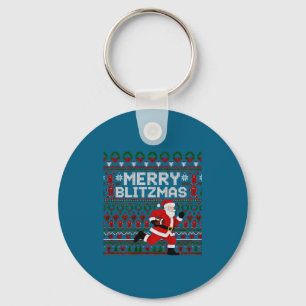 Weihnachten Frohe Blitzmas Weihnachtsmann Football Schlüsselanhänger