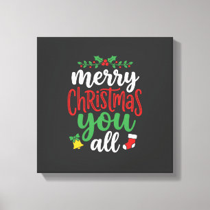 Weihnachten Frohe Euch Alle Feiertags-Typografie Leinwanddruck