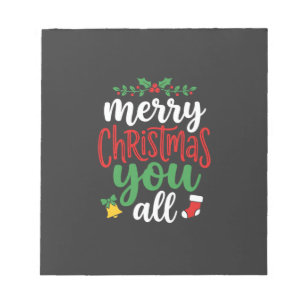Weihnachten Frohe Euch Alle Feiertags-Typografie Notizblock