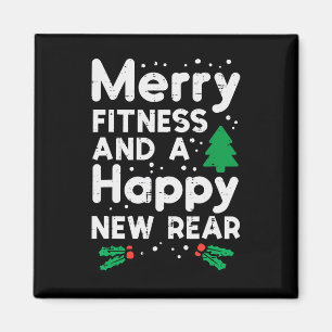 Weihnachten frohe Fitness glücklich New Rear Xmas Magnet