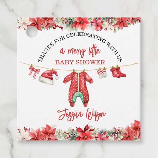 Weihnachten Frohe kleine Baby Dusche Geschlecht ne Geschenkanhänger (Vorderseite)