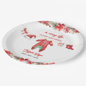 Weihnachten Frohe kleine Baby Dusche Geschlecht ne Pappteller (Schrägansicht)