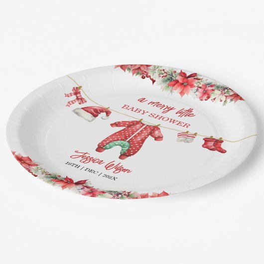 Weihnachten Frohe kleine Baby Dusche Geschlecht ne Pappteller (Schrägansicht)