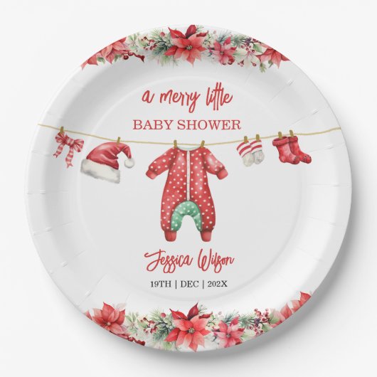 Weihnachten Frohe kleine Baby Dusche Geschlecht ne Pappteller (Vorderseite)