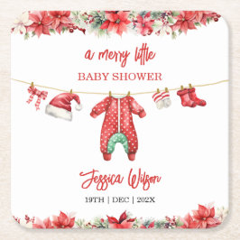 Weihnachten Frohe kleine Baby Dusche Geschlecht ne Rechteckiger Pappuntersetzer