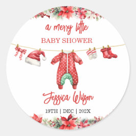 Weihnachten Frohe kleine Baby Dusche Geschlecht ne Runder Aufkleber