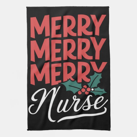 Weihnachten frohe Krankenschwester Pflege Geschenk Geschirrtuch (Vertikal)