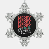 Weihnachten frohe Krankenschwester Pflege Geschenk Schneeflocken Zinn-Ornament (Vorderseite)
