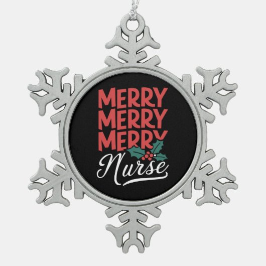 Weihnachten frohe Krankenschwester Pflege Geschenk Schneeflocken Zinn-Ornament (Vorderseite)