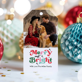 Weihnachten frohe und helle Farben Retro-Urlaub Geschenkanhänger