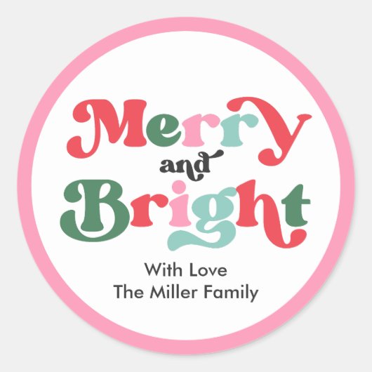 Weihnachten frohe und helle farbenfrohe Weihnachts Runder Aufkleber (Vorderseite)