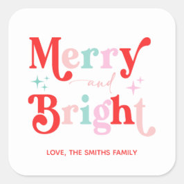 Weihnachten Frohe und helle Rosa Geschenksticker R Quadratischer Aufkleber