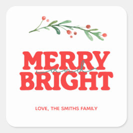 Weihnachten Frohe und helle Rot Geschenksticker Quadratischer Aufkleber