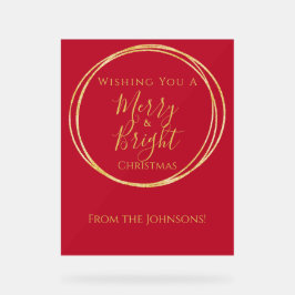 Weihnachten Frohe und helle Rote Gold Party Acrylschild