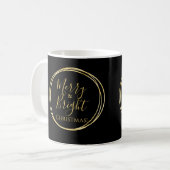 Weihnachten Frohe und helle schwarze Gold Kaffeetasse (Vorderseite Links)