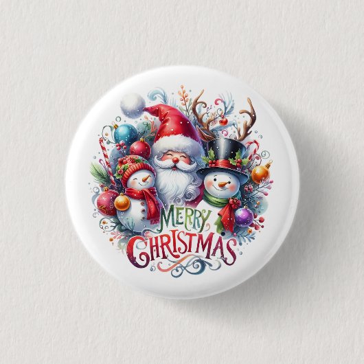 Weihnachten frohe Weihnachten Button (Vorderseite)