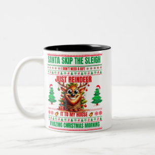 Weihnachten frohe Weihnachten für ein Geschenk Ren Zweifarbige Tasse