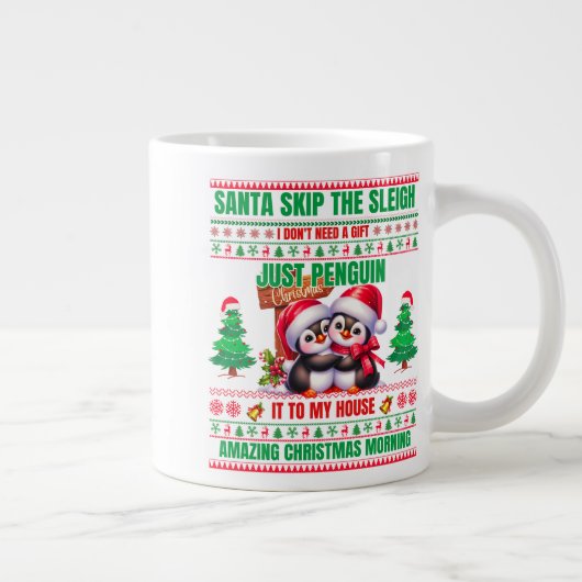 Weihnachten frohe Weihnachten für Geschenkpinguine Jumbo-Tasse (Rechts)