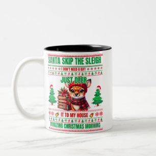 Weihnachten frohe Weihnachten für Hirsche Zweifarbige Tasse